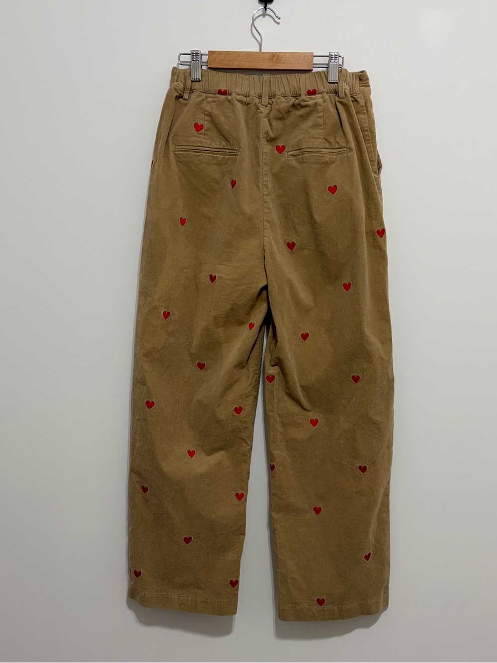 Cider Tan Straight-Leg Corduroy Jeans with Red Heart Embroidery - Picture 2 of 2